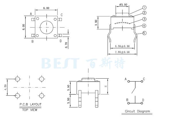 輕觸開關(guān)TS-1109 輕觸開關(guān)TS-1109